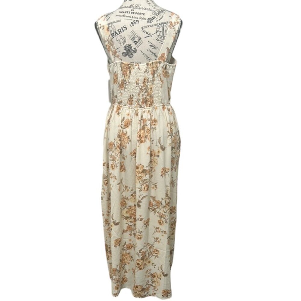 Monteau Los Angeles Women's Floral Boho Maxi Dress Cream L - Picture 3 of 16